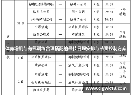 体育增肌与有氧训练合理搭配的最佳日程安排与节奏控制方案